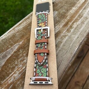 Leather Apple Watch band sunflowers cactus